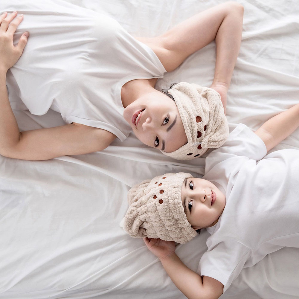 SANSO LIFE 美食系列超細纖維浴帽 珍珠奶茶